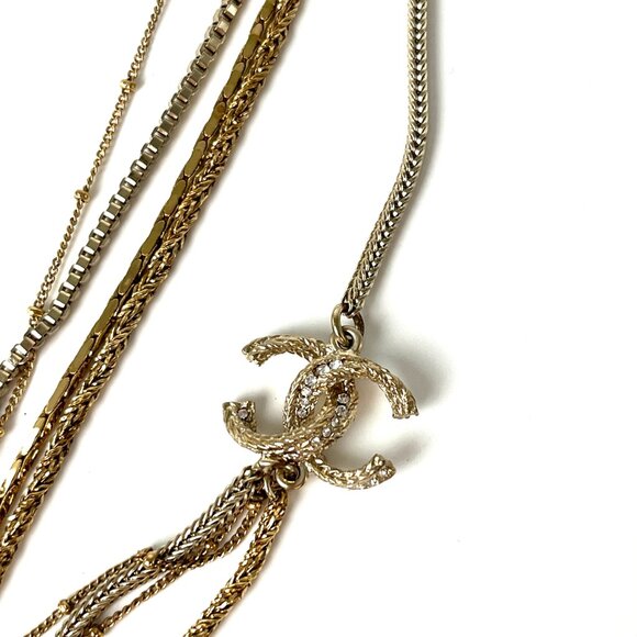 Authentic CHANEL Gold Multi Strand Strass 2017 Long Necklace - Picture 7 of 9